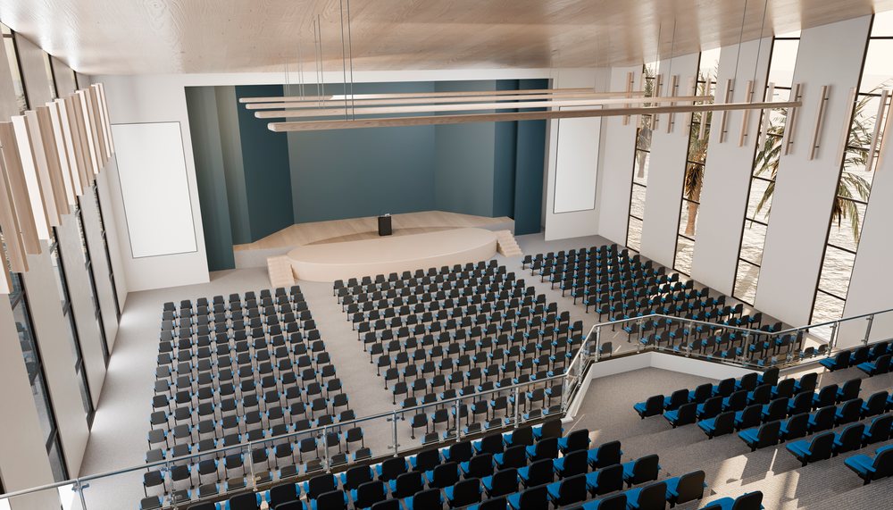 Interior of a modern conference hall.