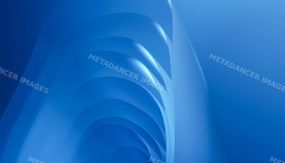 Abstract blue curved layered shapes forming smooth flowing gradients