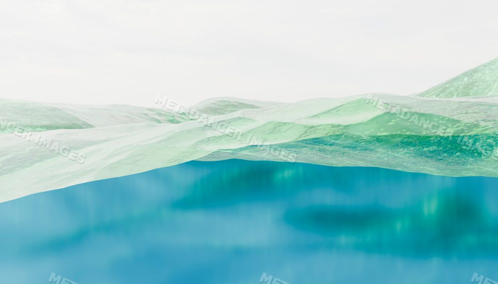 Clear underwater view of calm blue ocean water and waves