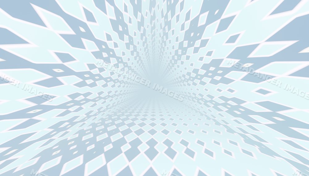 Abstract blue and white geometric pattern creating a 3d optical