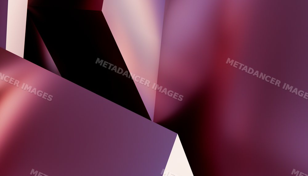 Abstract geometric 3d shapes with purple and pink gradients