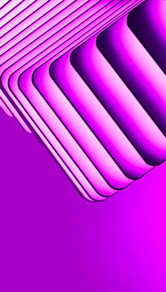 Abstract stack of rounded rectangles with purple gradient lighting creating a modern geometric pattern.