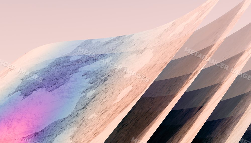 Digital illustration of abstract curved layered shapes in pastel tones