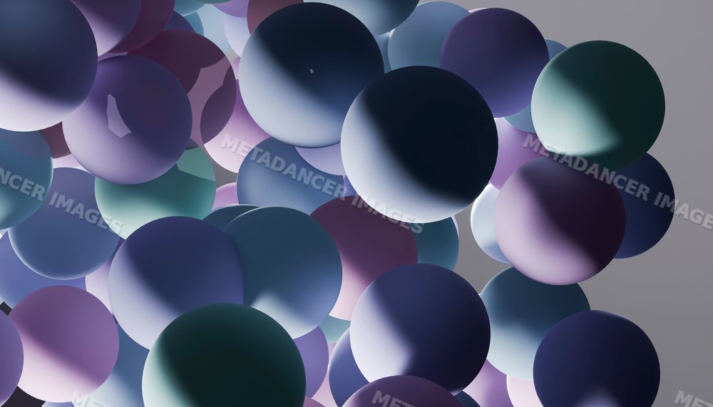 Digital rendering of colorful floating spheres