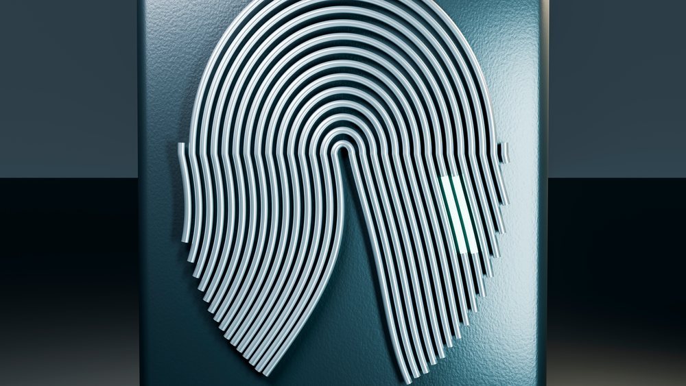 Symmetrical curved silver metal coils arranged on a textured dark surface forming an abstract mechanical design.