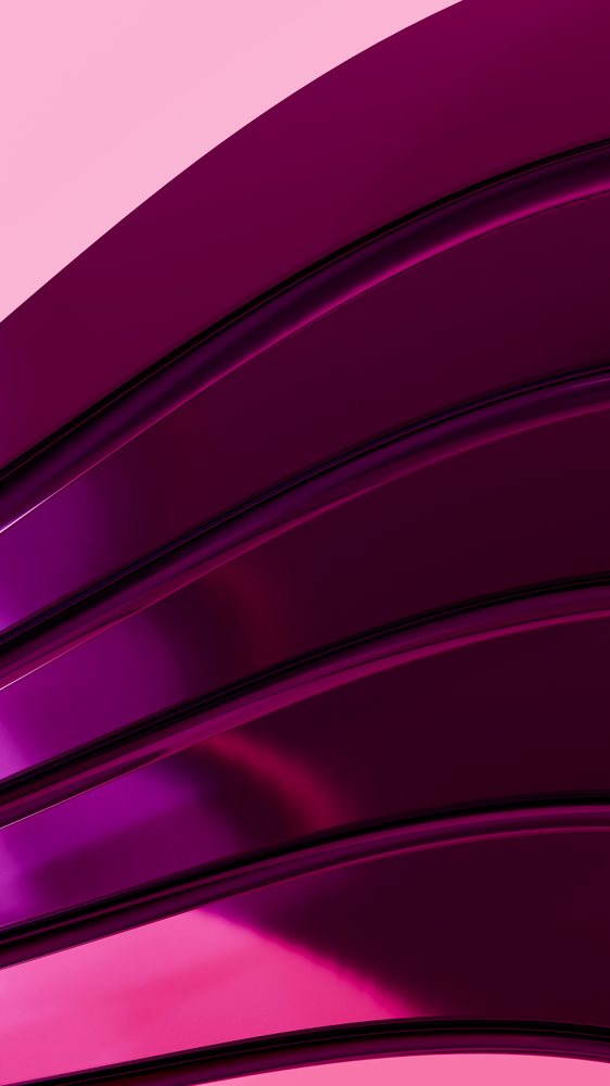 Abstract digital artwork showing smooth purple and pink curved waves in a flowing modern design with shiny glossy surfaces.