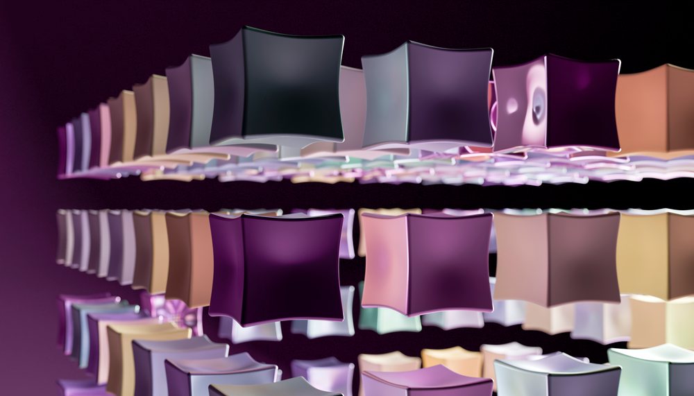 Floating colorful abstract cubes create a modern digital geometric