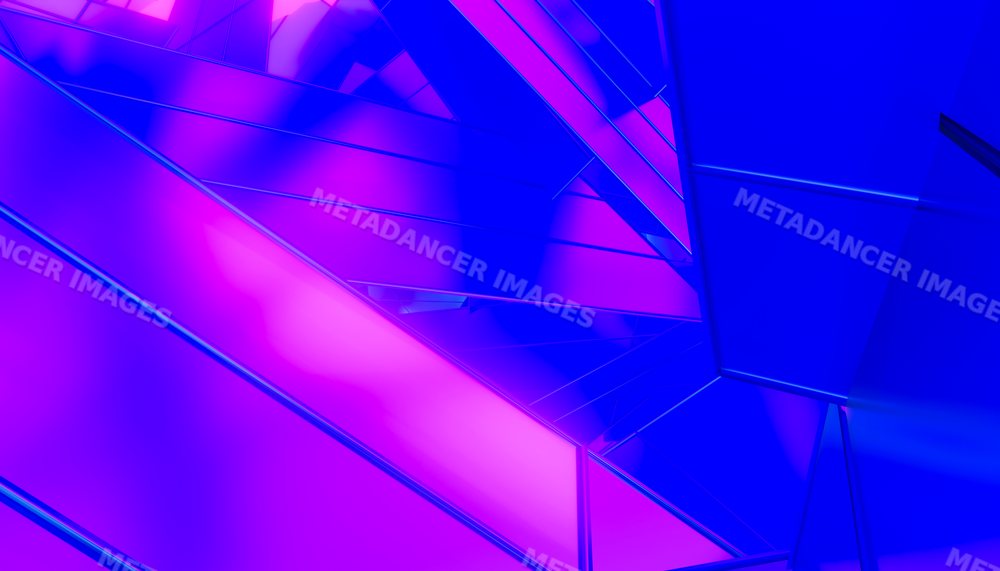 A 3d rendering of an abstract geometric structure with vibrant colors