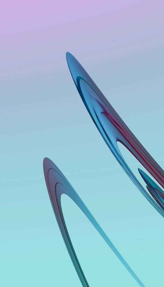Abstract smooth blue curved shapes on a soft gradient background with blue and lavender hues.