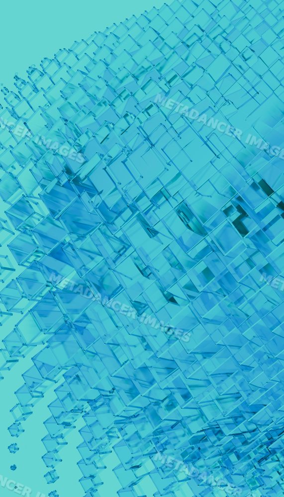 Clear glass cubes floating