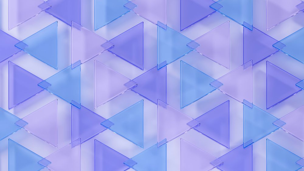 Overlapping transparent blue and purple triangles create a decorative geometric pattern in this digital illustration.