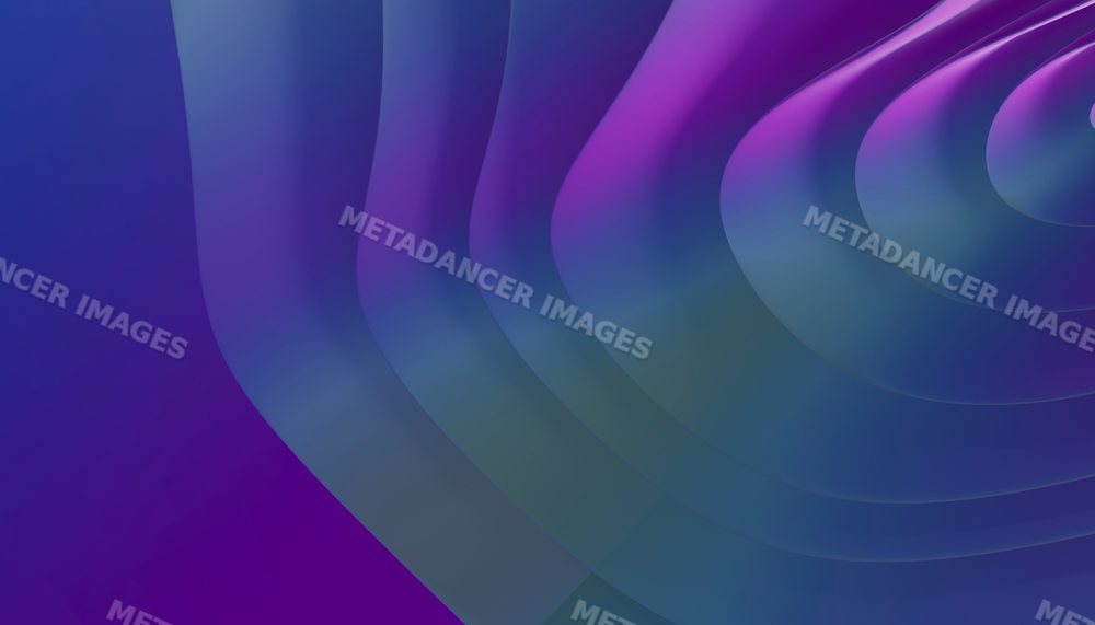 Colorful 3d rendering of curved concentric layers in blue and purple