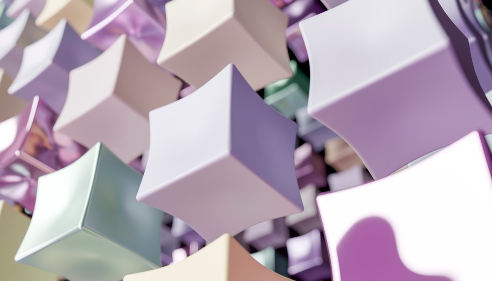 Colorful 3d abstract curved cubes floating