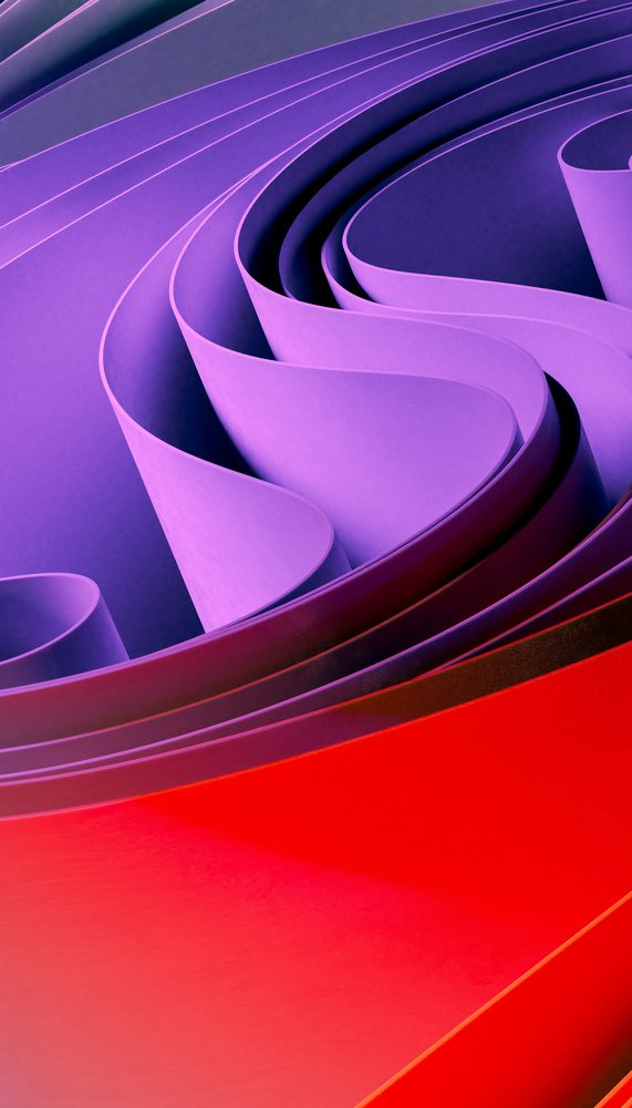 Abstract curved purple and red layered paper with smooth flowing shapes forming a modern design, render, wallpaper, background.
