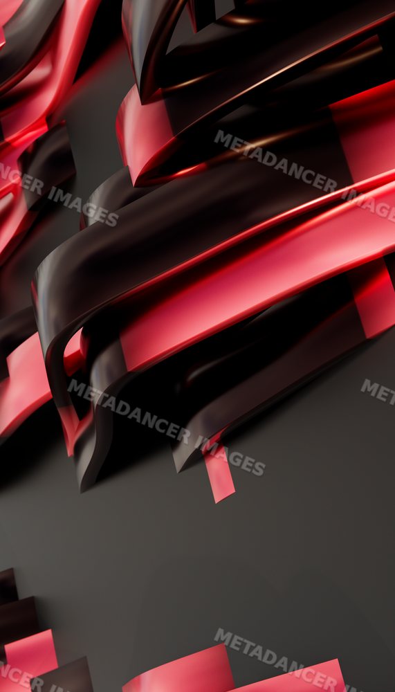 Abstract 3d artwork with flowing red and black ribbons