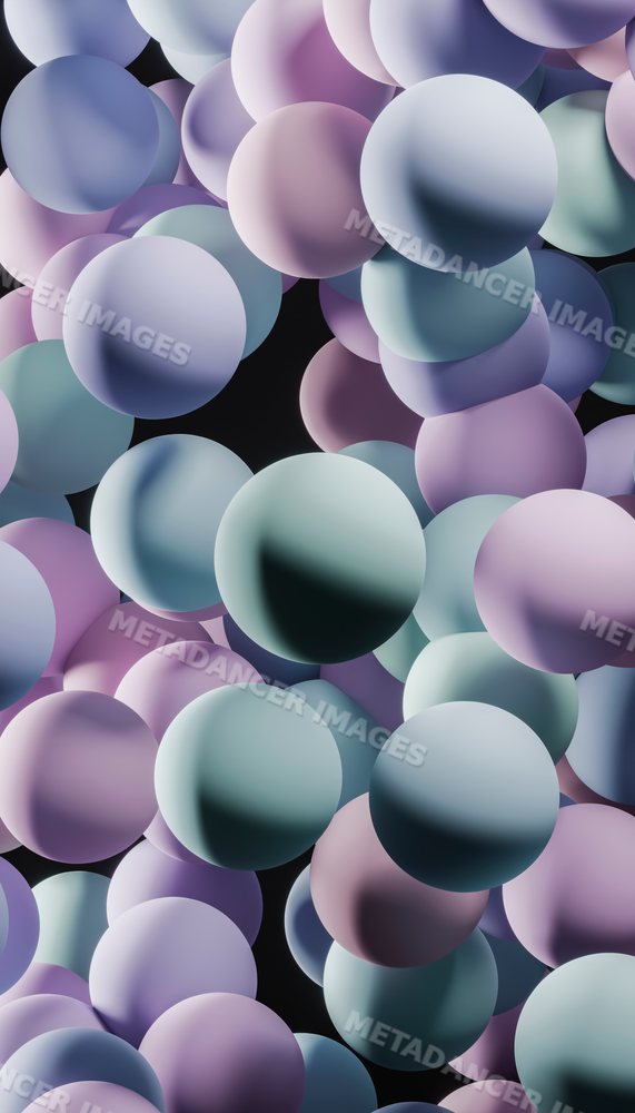 3d rendering of floating pastel-colored spheres with soft shadows