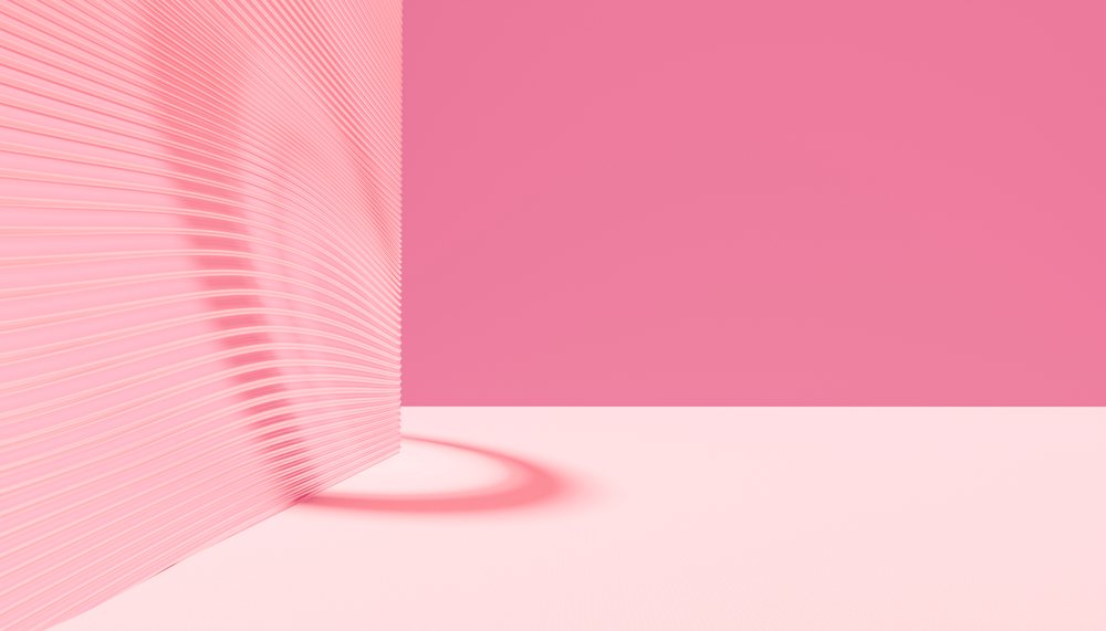 Abstract pink minimalist design with curved striped shadows