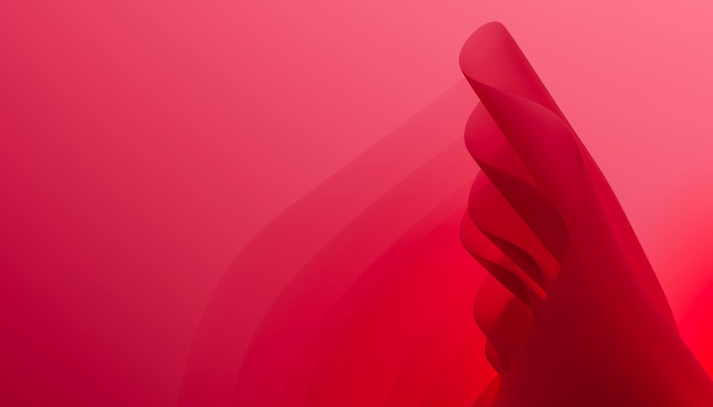 A smooth red twisted abstract shape with gradient tones