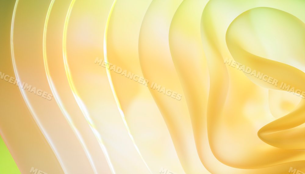 Abstract flowing yellow and cream organic shapes in soft glowing light