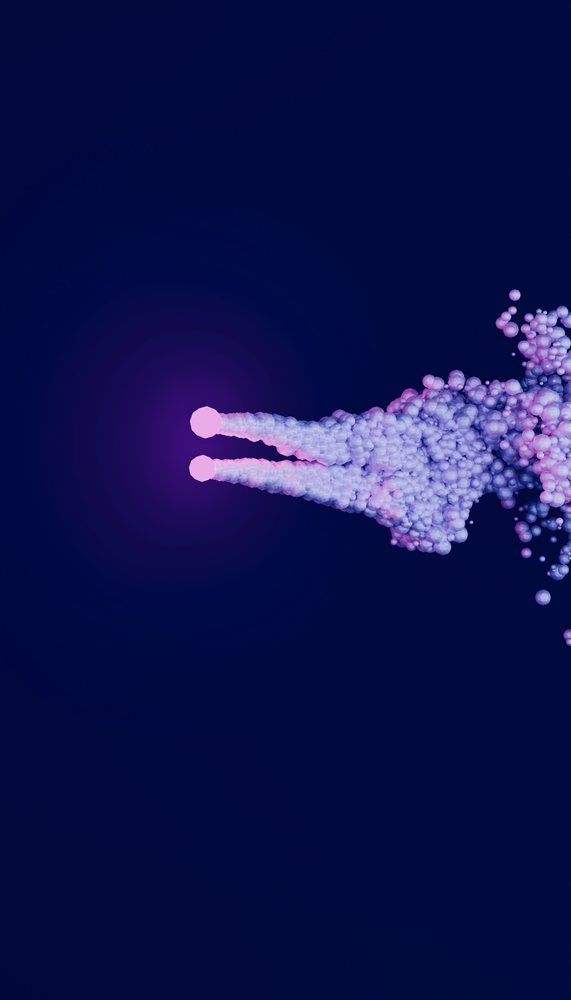 Digital 3d rendering of dual purple energy beams with glowing