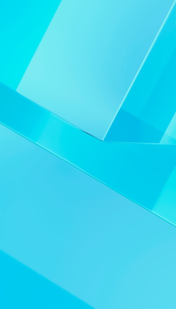 Abstract blue geometric render featuring transparent glass shapes with smooth reflective surfaces in a modern digital art design.