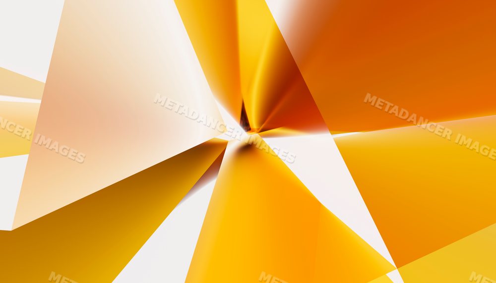 3d abstract digital rendering with orange geometric shapes and white