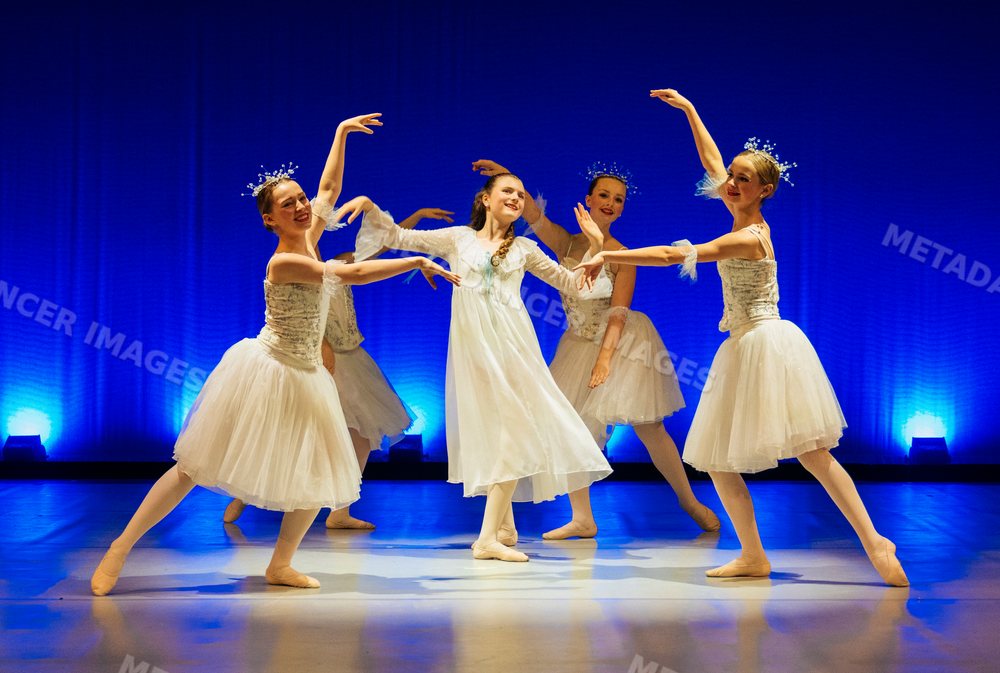 Young ballet dancers perform a classic dance on stage