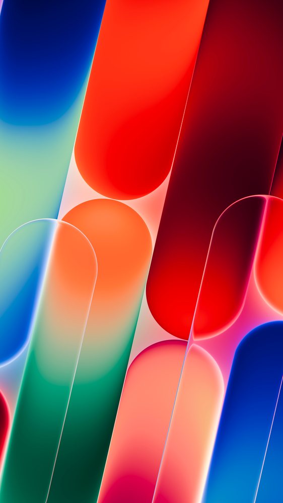 Colorful abstract digital illustration featuring glowing rounded geometric shapes with smooth gradient colors forming a modern pattern.