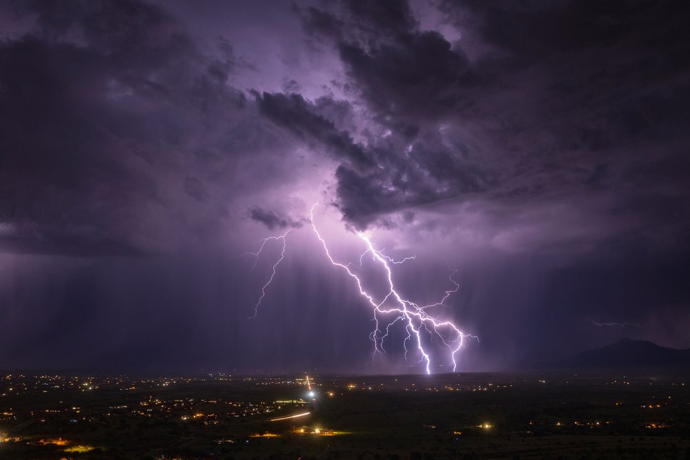 Lightning from Our Lady of the Sierras (Cerro de la Virgen).