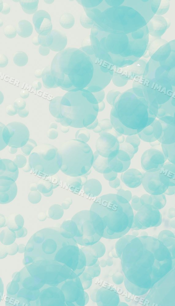 Soft translucent blue bubbles floating against a light abstract