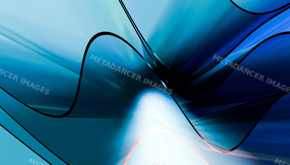 Abstract digital blue waves with flowing light effects