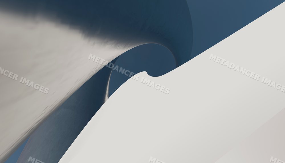 Close-up of white curved abstract sculpture with smooth flowing lines