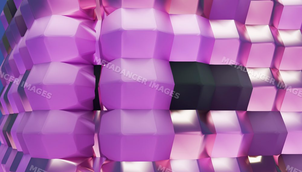 3d rendering of a geometric pattern with stylized pink and purple
