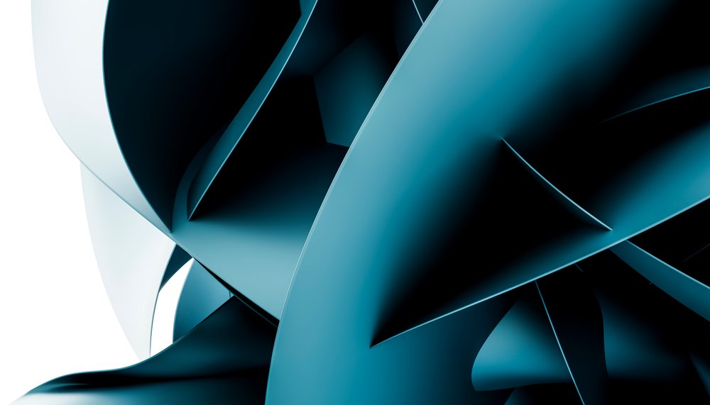 abstract blue smooth curved 3d shapes forming a modern geometric design.