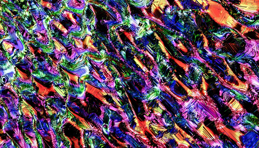 abstract colorful digital art pattern with vibrant fragmented shapes and textures.