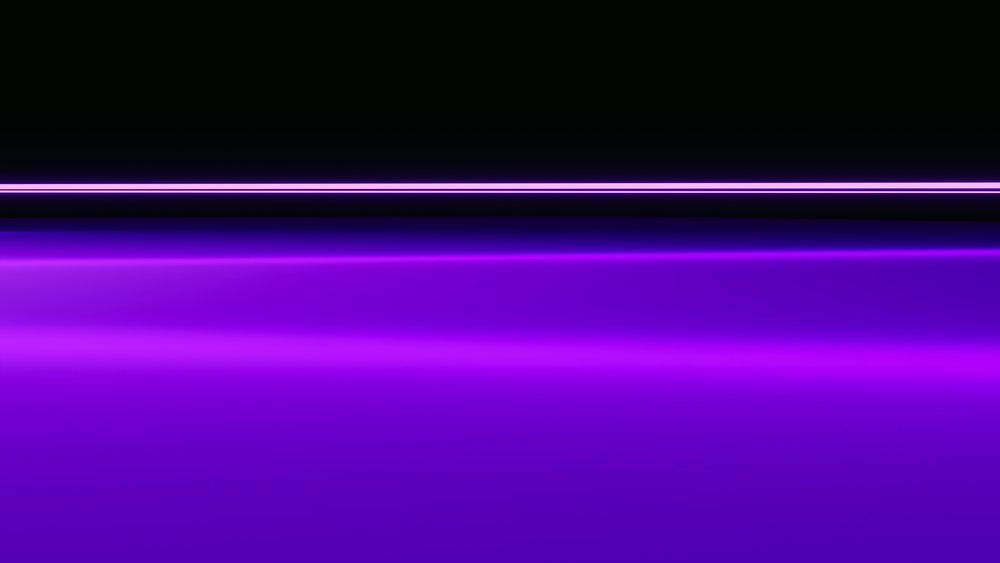 Abstract digital illustration of a glowing horizontal purple line above a reflective purple gradient surface with dark background.
