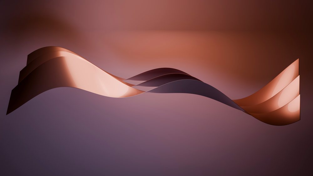 Abstract smooth flowing wave shapes illuminated by soft golden light against a gradient background in digital art form.
