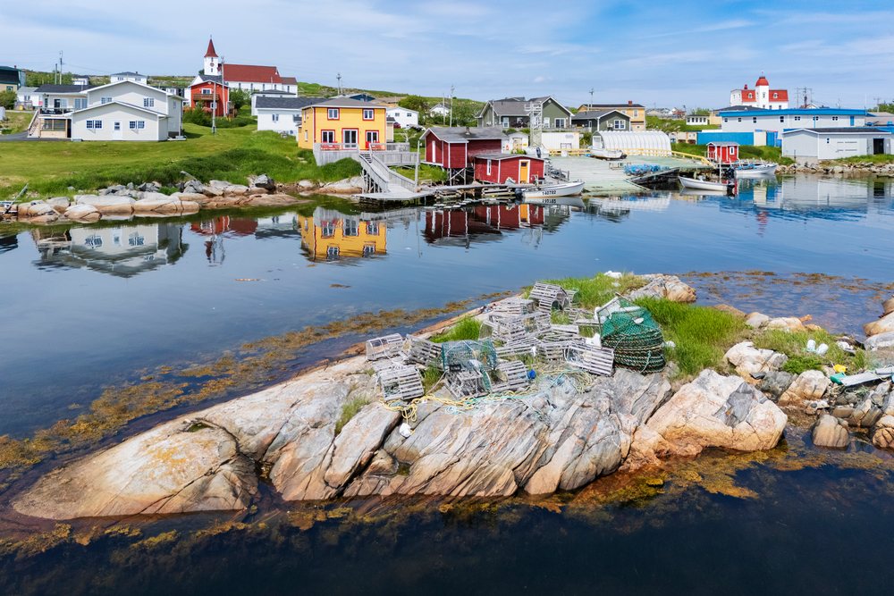 Fishing harbor scene, Newfoundland, Landscape, Cityscape, Lifestyle, Greenspond, Newfoundland & Labrador, Canada.