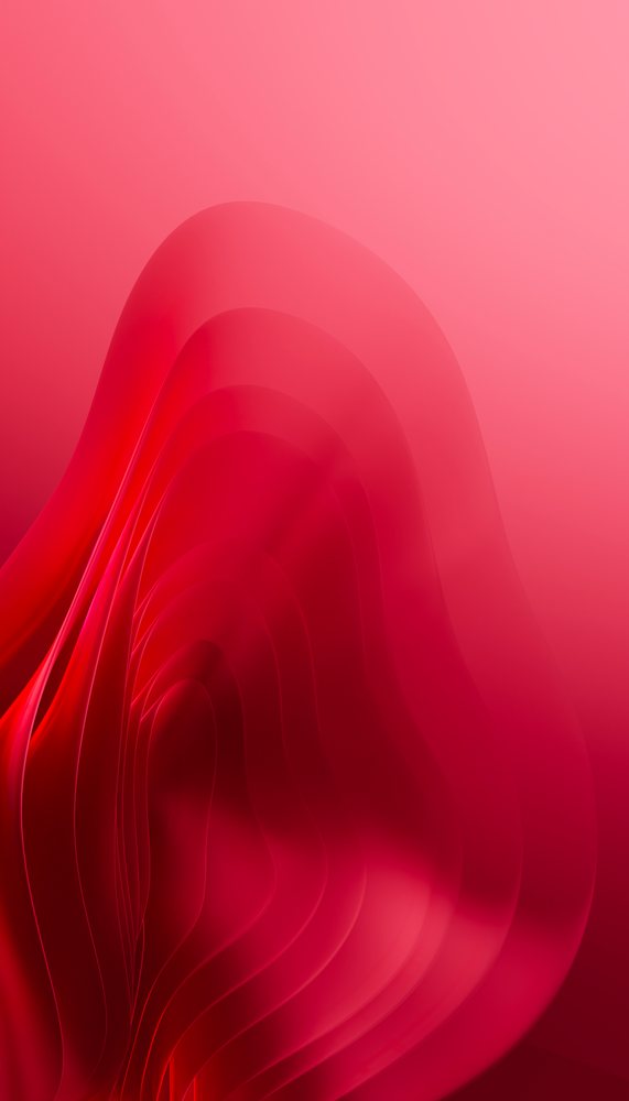 Abstract digital artwork featuring layered and curved red shapes
