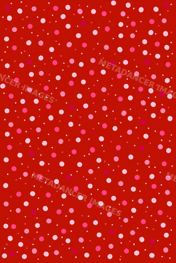 Illustration of a red background with scattered pink polka dots