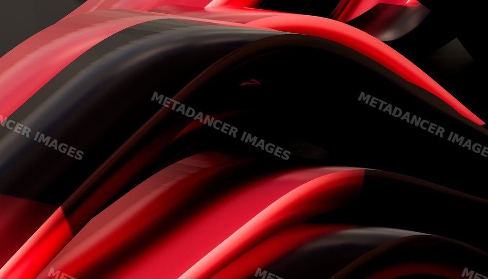 Abstract digital art with flowing red and black curved shapes