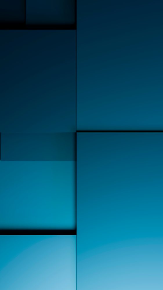 Blue 3D geometric blocks create a modern abstract pattern with layered shades and shadowed rectangles.