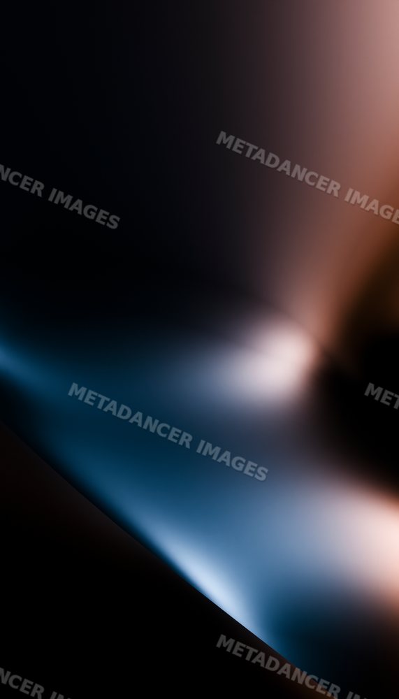 Abstract soft beams of blue and warm light on a dark background