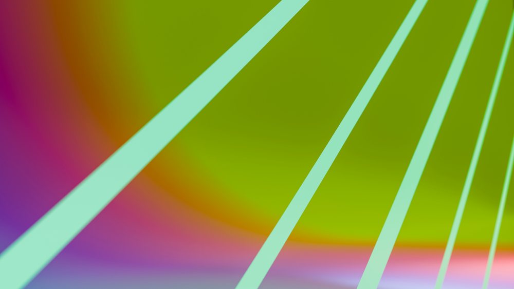 Colorful abstract illustration with diagonal lines on vibrant gradient background.