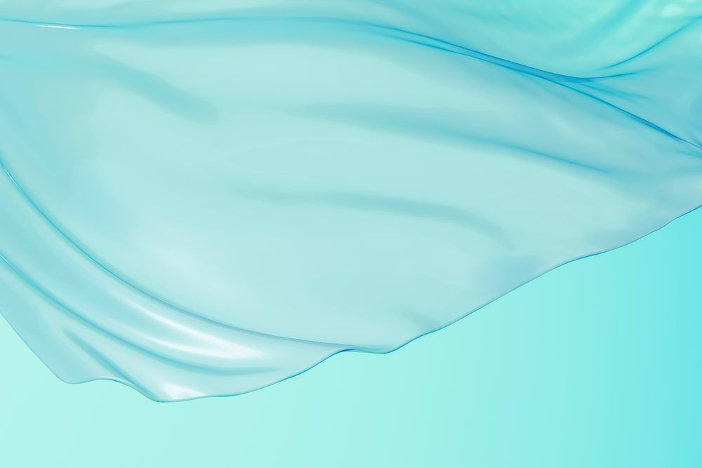 Abstract digital render of a flowing smooth light blue fabric-like texture with gentle folds and waves in a clean minimalist style.