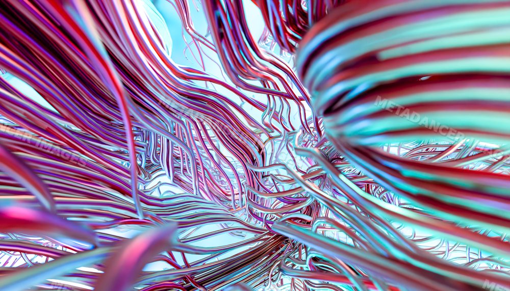 Colorful metallic wires twisted and intertwined