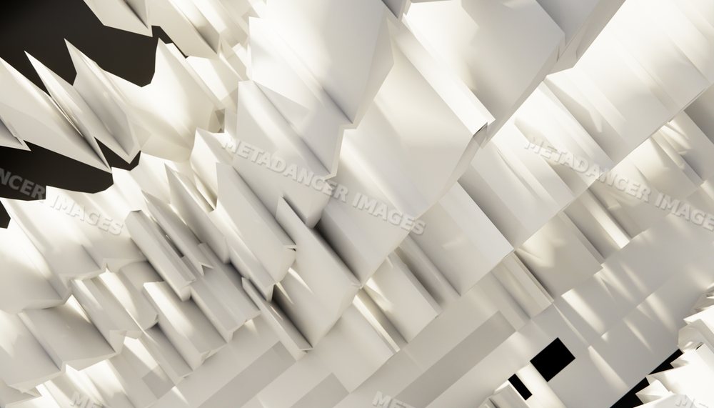 Abstract 3d geometric shapes with sharp white angular planes