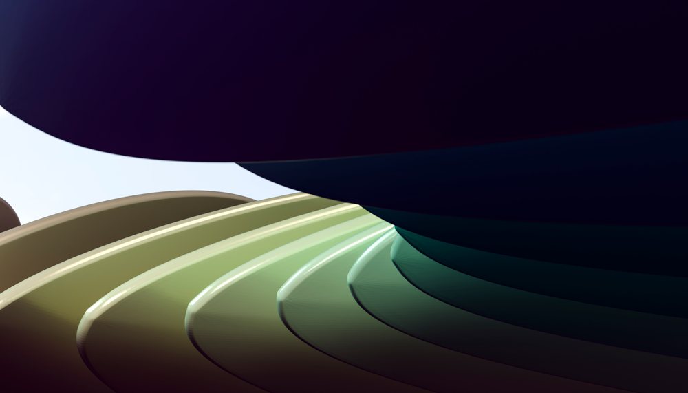 Abstract sculpture with smooth overlapping curved layers.