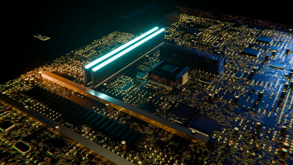 Illustration of a computer circuit board.