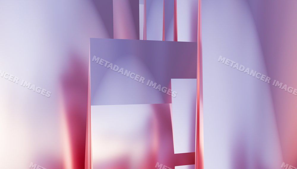 Abstract geometric shapes with soft purple and pink lighting